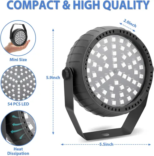 Miniatura 4 de Telbum luces estroboscópicas, 54 luces LED RGB súper brillantes, luz estroboscópica mini para fiestas, luces estroboscópicas de Halloween