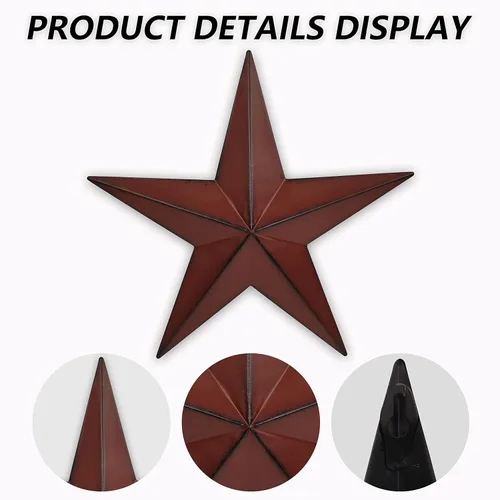 Miniatura 6 de JoyEvy Estrella de granero roja y negra de Texas de 6, 9 y 12 pulgadas, 3 piezas, estrellas de arte de metal para exteriores, decoración de pared 6