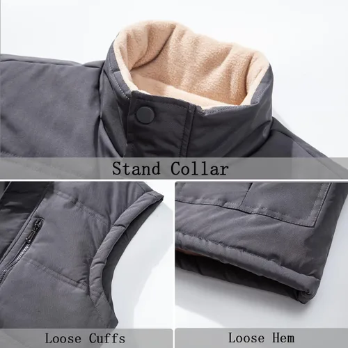 Miniatura 3 de Msmsse Chaleco acolchado de invierno para hombre, chaleco acolchado con cuello alto, chaleco acolchado cálido