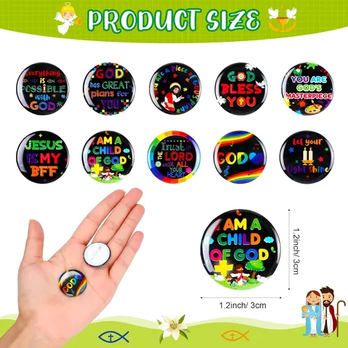 Miniatura 2 de Frienda Paquete a granel de 60 regalos cristianos, pulseras religiosas con pasadores de botón, pulseras con versículo bíblico Jesús te ama