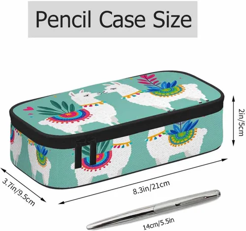 Miniatura 2 de Estuche organizador de lápices de alpaca, diseño de llama, hojas de animales, caja de papelería, caja de maquillaje, suministros escolares