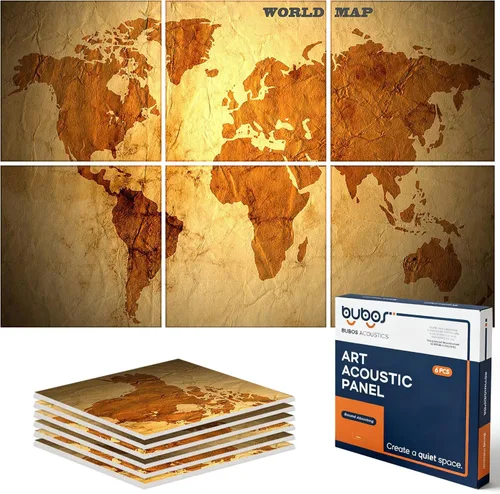 Miniatura 25 de BUBOS Paneles Acústicos Grandes, Paquete de 6 Paneles de Pared Insonorizados con Estampado de Patrón de Madera, Tamaño Total 70.8 x 47.2 Pulgadas