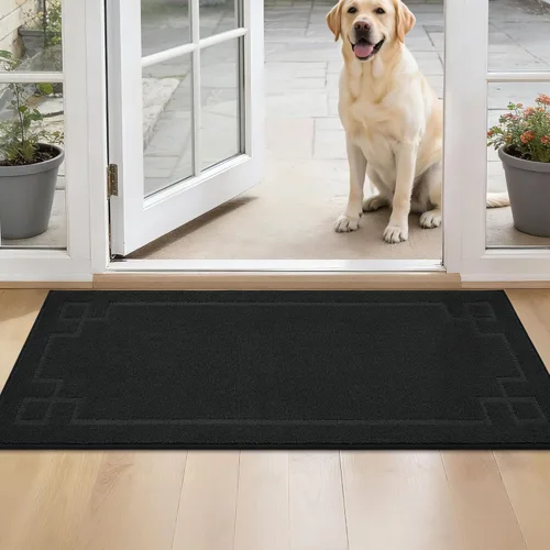 Miniatura 19 de BEQHAUSE Alfombra de Puerta 81 x 122 cm, Alfombras Antideslizantes para Interior Alfombras de Entrada Lavables de Perfil Bajo y Absorbentes, Marrón