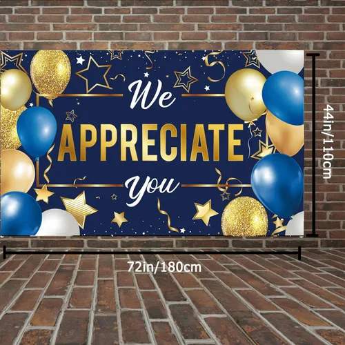 Miniatura 4 de Cartel de fondo con texto en inglés "We Appreciate You", decoraciones de fiesta de agradecimiento con texto en inglés "We Appreciate You", pancarta