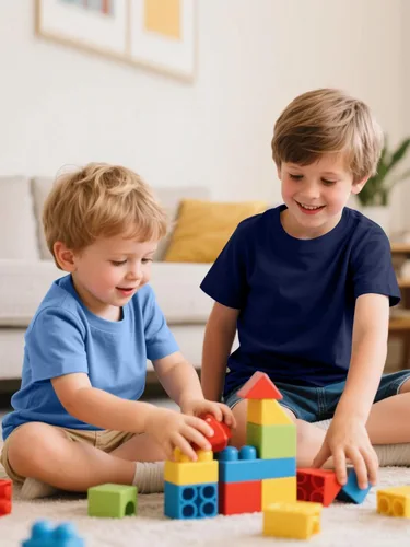 Miniatura 4 de Poroka Paquete de 5 camisetas de algodón de manga corta para niños pequeños, camisetas de tela de verano con cuello redondo para niños
