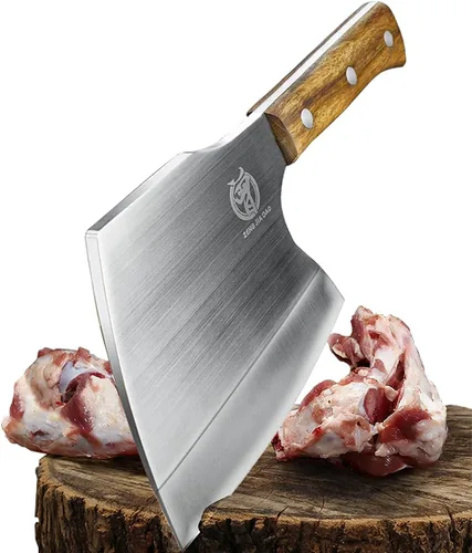 Big Bones - Cuchillo de carnicero resistente, picador de hachas para cocina, restaurante, granja y matadero, cortar cualquier hueso, mango de madera