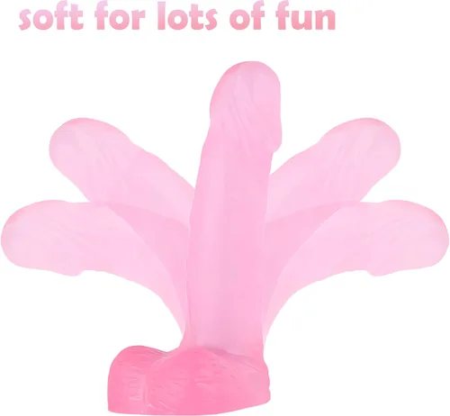 Miniatura 4 de Consolador pequeño realista de 4 pulgadas, tapón anal para principiantes, consolador anal suave con eje curvado y bolas, juguete sexual para adultos