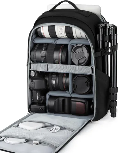 Miniatura 10 de BAGSMART Bolsa para cámara, mochila para cámara, funda para cámara DSLR SLR que se ajusta a laptop de 13.3 pulgadas, mochilas de fotografía Rosa