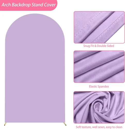 Miniatura 64 de Putros Cubierta de Arco de Boda 6 Pies Beige Spandex Ajustada Parte Superior Redonda Chiara Cubiertas de Soporte de Fondo para Decoración de Bodas