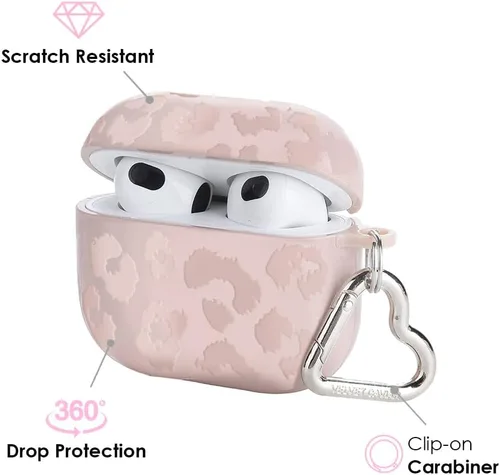 Miniatura 4 de Velvet Caviar Funda compatible con AirPods de tercera generación con llavero – Lindas fundas protectoras duras para AirPod 3 para mujer – Estampado