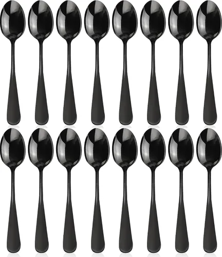 Miniatura 7 de 8pcs Demitasse Espresso Cucharas, 4.9 pulgadas de acero inoxidable Mini cuchara de café cucharas pequeñas para postre (negro)