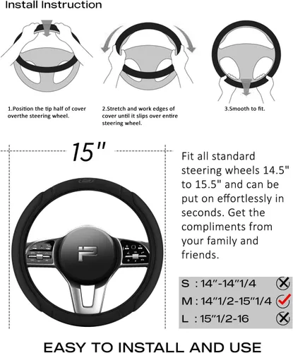 Miniatura 8 de Skechers - Funda para volante de automóvil con espuma viscoelástica, funda antideslizante para volante de 14.5-15 pulgadas, diseño cómodo y seguro
