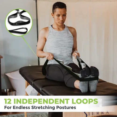 Miniatura 4 de Gradient Fitness Stretching Strap for Physical Therapy, 12 Multi-Loop Stretch Strap 1" W x 8' L, Neoprene Handles, Physical Therapy Equipment, Yoga