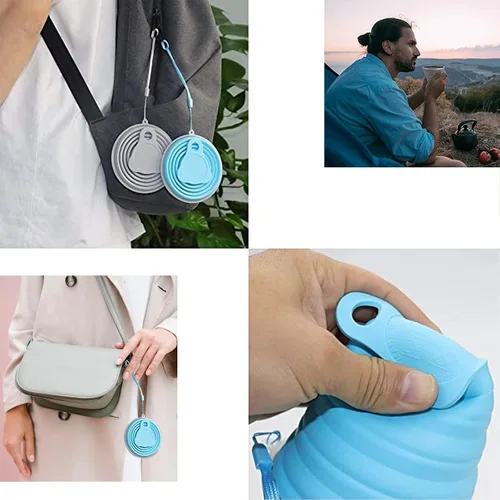 Miniatura 4 de Taza plegable de silicona plegable para beber, taza portátil reutilizable para viajes, camping, senderismo, supervivencia, automóvil, picnic, playa