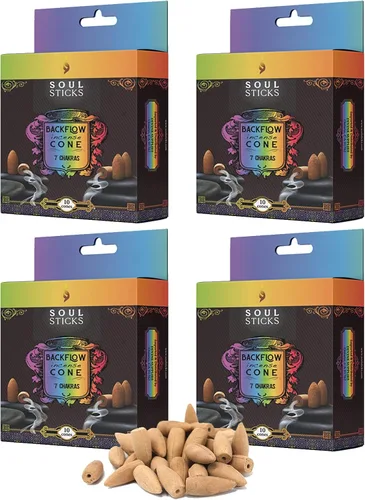Miniatura 22 de Soul Sticks Conos de incienso de reflujo – 40 conos orgánicos hechos a mano para quemador de cascada Paquete de 4 aromas aromáticos de larga Go