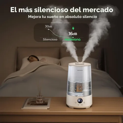 Miniatura 4 de Homvana Humidificadores para dormitorio y hogar, 3.6 L de llenado superior de niebla fría, 34 horas, súper largo, silencioso 23 dB, humidificador