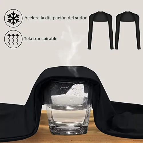 Miniatura 6 de Cool Shawl - Juego de 2 fundas de protección solar con agujeros para los dedos, protección UV, fundas para brazos para golf Negro