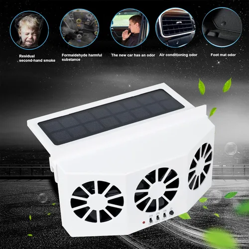 Miniatura 7 de Unifizz Ventilador de ventana delgada solar Ventilador de escape de coche con tres ventiladores 1.5W ABS blanco