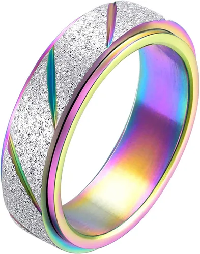 Miniatura 8 de ALEXTINA - Anillo de juguete para ansiedad para mujeres y hombres, giratorio, acero inoxidable, 0.24 y 0.31 pulgadas, alivio de ansiedad, para arco