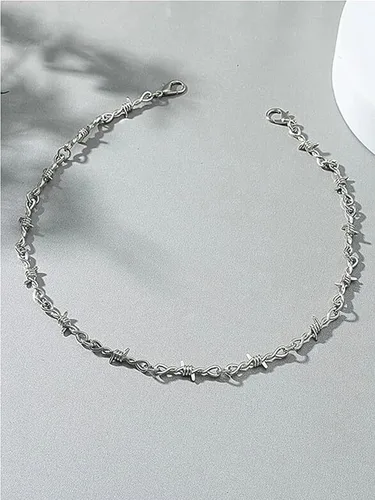 Miniatura 3 de Dcfywl731 2 collares de alambre de púas, estilo punk, cadena de espinas para hombres y mujeres, gargantilla de espina hip hop, regalo de joyería