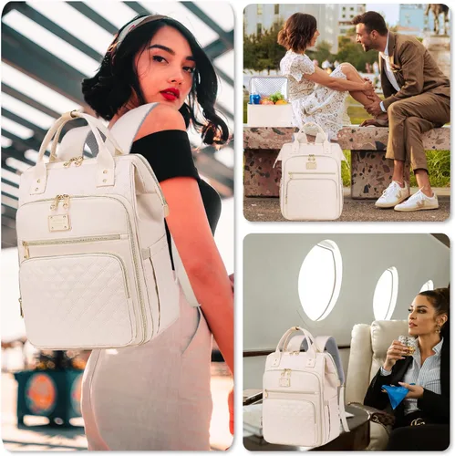 Miniatura 6 de Mochila para Almuerzo Weitars - Mochila para Laptop de 15.6 Pulgadas para Mujeres, para Viaje y Trabajo, Beige, Vacaciones