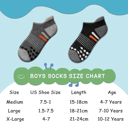 Miniatura 5 de Comfoex 10 pares de calcetines de tobillo atléticos para niños grandes y pequeños calcetines de algodón medio acolchados