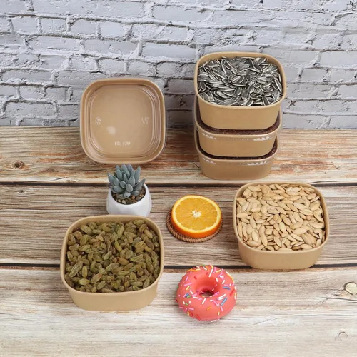 Miniatura 5 de Cuencos desechables de papel kraft de 17 onzas con tapas, recipientes de alimentos, cuencos de sopa, suministros de fiesta, cuencos de golosinas