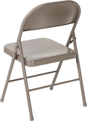 Miniatura 9 de Flash Furniture Paquete de 4 sillas plegables de metal gris con doble refuerzo de la serie HERCULES