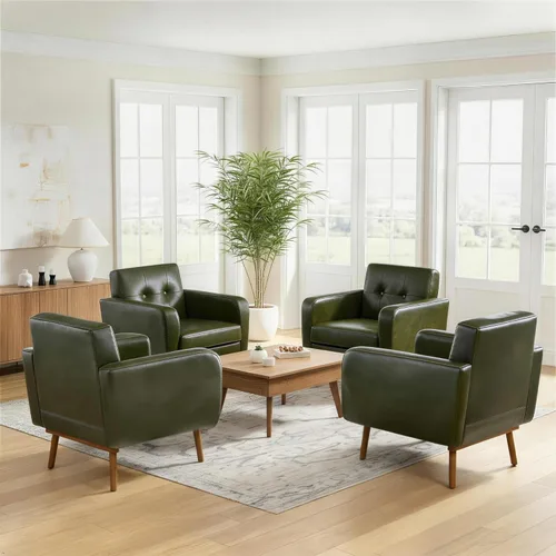 Miniatura 14 de HUIMO Leather Accent Chair, Button Tufted Living Room Chairs Easy to Install, Upholstered Arm Chair for Living Room Bedroom Study Office