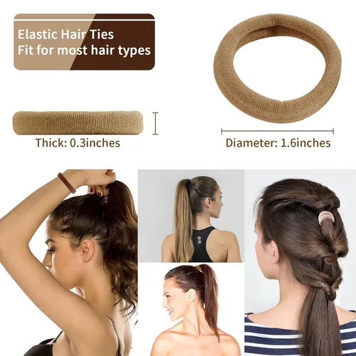 Miniatura 2 de SYGY Liga para el Cabello, 100 Piezas Ligas para el Cabello para Cabello Grueso y Fino, Bandas de Algodón sin Costuras, Sin Daño para Mujeres