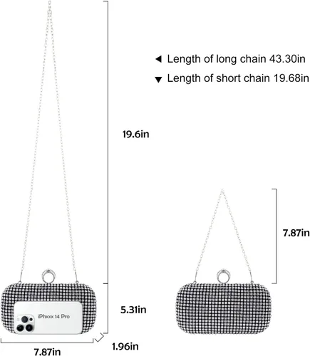 Miniatura 5 de Evevictor Bolso de mano de noche para mujer, bolso de noche brillante para cóctel, graduación, fiesta, bolso de noche pequeño de cristal para boda