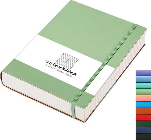 Miniatura 34 de AHGXG Cuaderno rayado – 320 páginas numeradas grande B5 grueso diario universitario rayado, papel rayado grueso de 100gsm, tapa blanda de piel Azul
