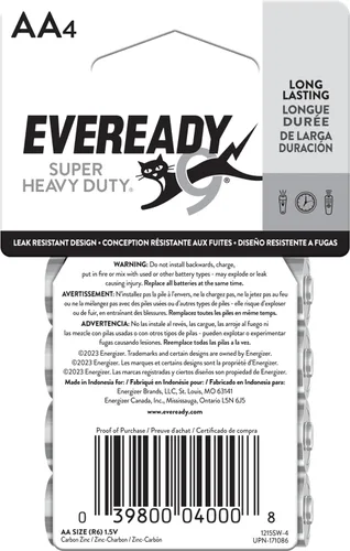 Miniatura 8 de Eveready Baterías súper resistentes, AA, 4 unidades, 1215SW-4