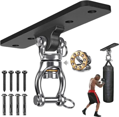 Miniatura 10 de Kipika Colgador de pared para bolsa pesada, soporte giratorio para bolsa de boxeo resistente para gimnasio en casa, longitud ajustable para bolsa