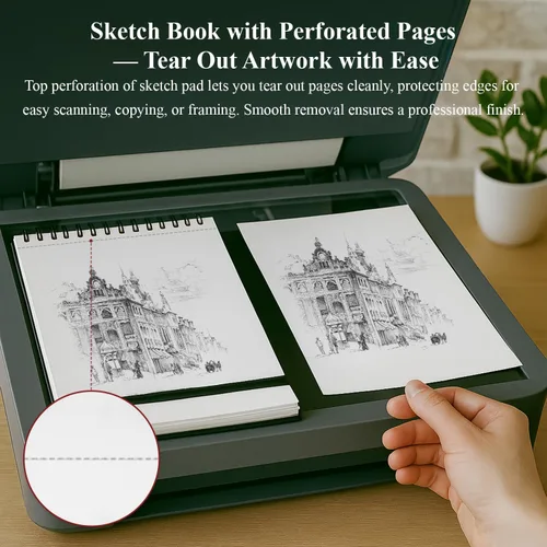 Miniatura 5 de Ankkol Cuaderno de bocetos con espiral 5x7, pequeño bloc de dibujo con tapa dura - 100 hojas, papel para bloc de dibujo mini de 68 lb/100 g/m²