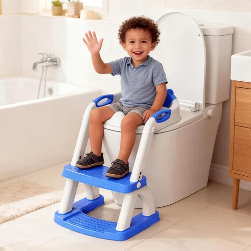 Miniatura 2 de Asiento de Entrenamiento para Ir al Baño, SKYROKU Inodoro de Entrenamiento con Escalón con Escalera, para Niños Niñas y Pequeños - Asiento
