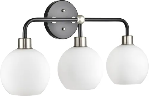 Miniatura 11 de Linea di Liara Lukasa - Moderna lámpara de tocador de baño, 2 luces sobre espejo, color negro mate y dorado, para lámparas de baño, cubiertas