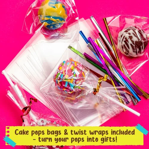 Miniatura 4 de GirlZone Kit de Cake Pop Craze, juego de hornear para niños de 10 a 12 años con molde para tartas, soporte, bolsas de regalo y bolígrafo decorativo