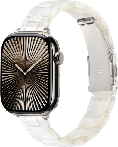 Miniatura 14 de Correa delgada de resina compatible con Apple Watch Band de 38mm, 40mm, 41mm, 42mm, 44mm, 45mm, 46mm, pulsera de tortuga fina de 14mm ligera
