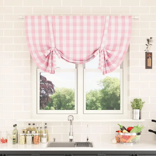 Miniatura 161 de Cenefas de cortina para ventana de 16 pulgadas de largo, 2 paneles de cuadros búfalo, cortinas pequeñas con bolsillo para barra, estilo clásico