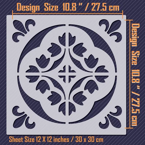 Miniatura 2 de Plantilla de azulejos de 12 x 12 pulgadas (paquete de 2) / Plantilla de pared y piso, reutilizable para pintura, muebles, paredes y suelos