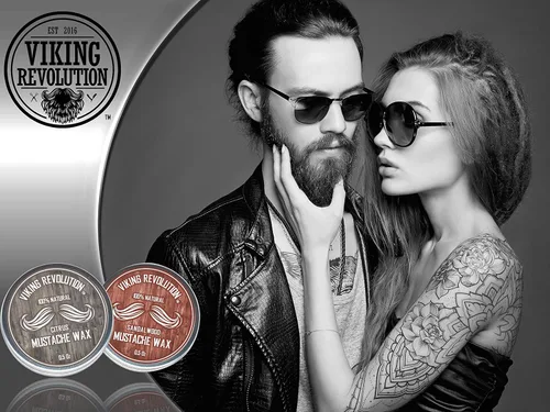 Miniatura 5 de Viking Revolution Cera para bigote, 2 unidades, cera para barba y bigote para hombres, agarre fuerte que ayuda a entrenar la domesticación