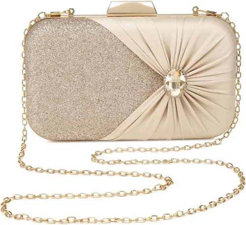 Miniatura 5 de Covelin Bolso de mano plisado de moda para mujer con bolso de noche de diamantes