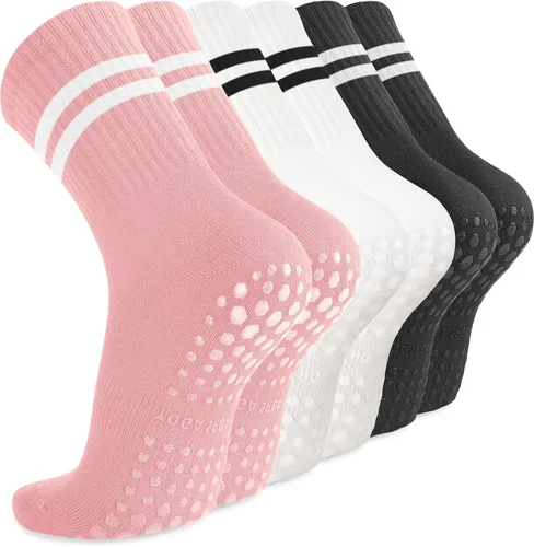 Miniatura 13 de Diu Life Paquete de 3 Calcetines de Pilates Yoga con Agarres para Mujeres, Antideslizantes, Entrenamiento, Pure Barre, Ballet, Danza, Calcetines