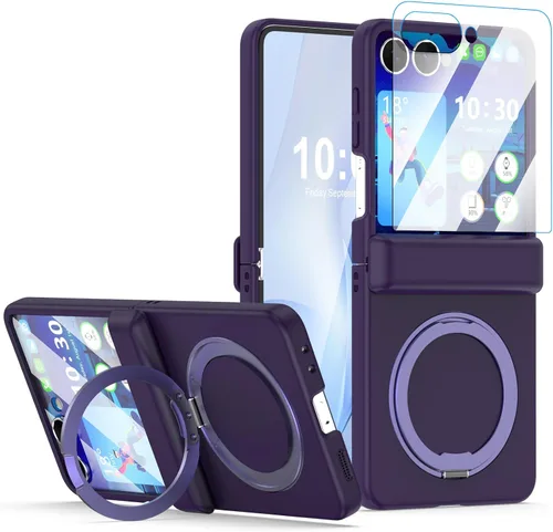 Miniatura 11 de Funda magnética diseñada para Samsung Galaxy Z Flip 6/5 con protección de bisagra, protector de pantalla y soporte [compatible con MagSafe], funda