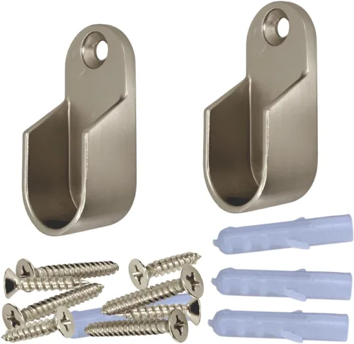 Miniatura 2 de Kit de barra de armario ovalada de 36 pulgadas Níquel satinado Soportes y accesorios de extremo atornillados Acero de calibre pesado 1 kit