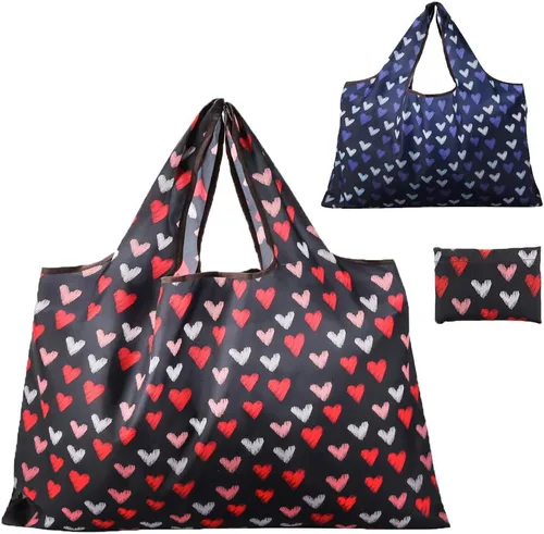 Miniatura 8 de Gophra - Bolsa de comestibles reutilizable, paquete de 2 unidades, grande, lavable, plegable, respetuosa con el medio ambiente, de nailon