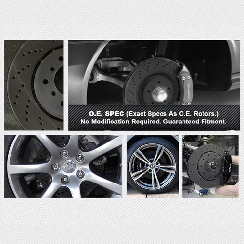 Miniatura 4 de Power Sport Para Mitsubishi Montero 1990-2004, Montero Sport PowerSport Kit de rotores de freno perforados cruzados de zinc negro + pastillas