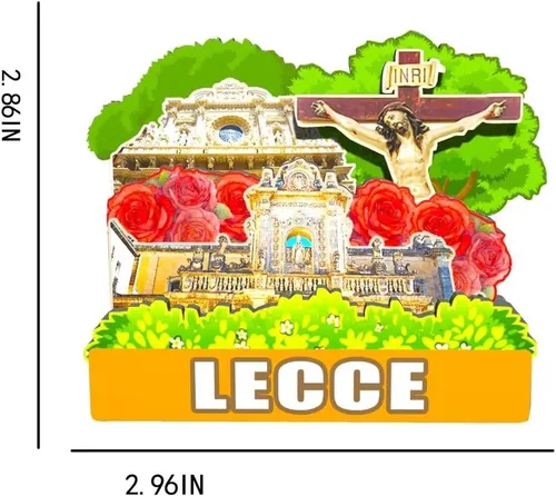 Miniatura 3 de Imán de Italia Lecce para nevera de madera 3D, monumentos de viaje, coleccionables, recuerdos, decoración hecha a mano -137