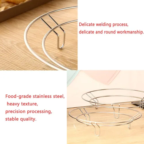 Miniatura 3 de Paquete de 2 soportes para sartén wok, sartenes calientes, estante de alambre, base de vapor, soporte para servir, soporte de fondo redondo, soporte
